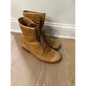 Vintage Greb Men’s 9.5 Kodiak Work Boots Canadian Distressed Tan Leather 70s 80s